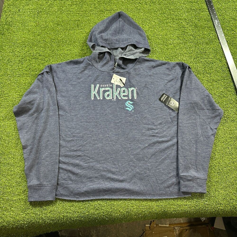 Seattle Kraken Cropped Hoodie Womens S Heather Navy NHL NWT